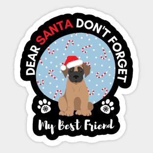 Merry Christmas Santa Dont Forget My Best Friend Dog Great Dane Puppy Sticker
